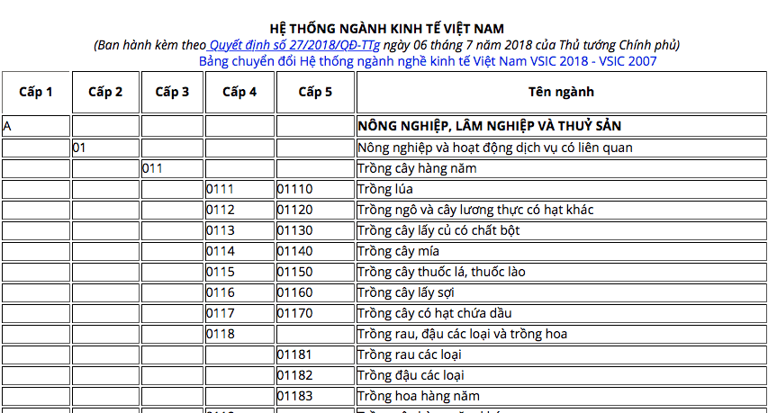 Hướng dẫn cách ghi mã ngành nghề kinh doanh